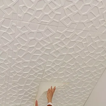 3D Sienų lipdukai Svetainės televizoriaus fonas Sieninis lipnus vandens kubo tinklelis Minkštas paketas Kūrybiškas miegamojo tapetai PVC dekoras