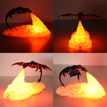 3D Spausdinti Drakono lempa Miegamasis Naktinis Šviesa Paauglių kambario dekoravimas Įkraunami LED žibintai Patalpų apšvietimas Šventinė gimtadienio dovana