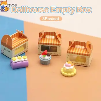 3Vnt 1:12 Lėlių namelis Miniatiūrinė desertų dėžutė Tortas Skrudinta duona Pakavimo dėžutė Lėlių namų dekoro žaislas (tik dėžutė)