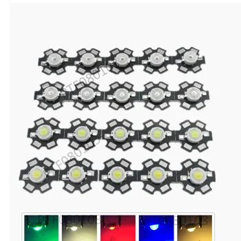 3W 5W Didelės galios raudona/žalia/Mėlyna/Karališka mėlyna/Balta/Šilta Balta/Šalta Balta/Natūrali Balta LED su 20mm žvaigždučių PCB