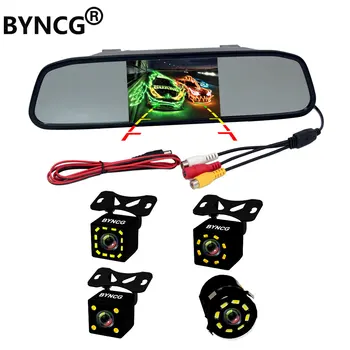 4.3 colių galinio vaizdo veidrodžio monitorius Automatinė parkavimo sistema + LED naktinio matymo atsarginė kopija Atvirkštinė CCD automobilio galinio vaizdo kamera 4 Pasirinkite