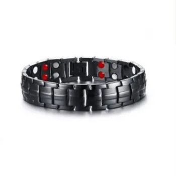 4 in 1 Men Titanium Magnetic Energy Germanium Armband Bracelet Health Bio Black 1PC HQY9053