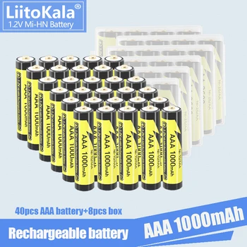 40PCS LiitoKala Ni-10/AAA AAA 1.2V 1000mAh NI-MH įkraunamos baterijos belaidžiam telefonui LED žibintuvėlio nuotolinio valdymo pultas