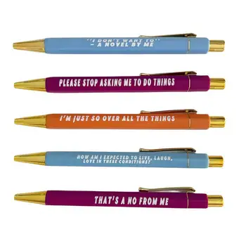 5 vnt Įvairių spalvų ištraukiami tušinukai Greitai džiūstanti terpė Taškas užrašų rašymo priemonės