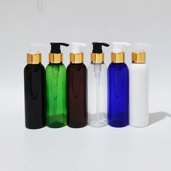 50vnt 150ml tuščio baltojo aukso aliuminio apykaklės siurblio PET buteliukai, naudojami šampūnui Dušo želė konteineris Kosmetinė kelionių pakuotė