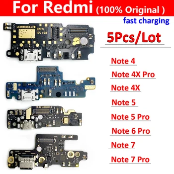 5vnt,100% originalus USB įkrovimo lizdas Prievado plokštė Flex kabelio jungtis Mikrofono dalys Xiaomi Redmi Note 5 4 4X 6 7 Pro