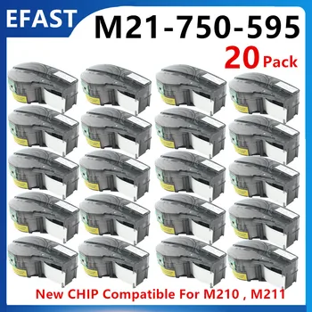 5~20PK Nauja CHIP vinilinių etikečių kasetė M21 750 595 juostelės Strick Tags Naudokite M210,M211 spausdintuvui 19,1mm*6.4M,Juoda ant balto