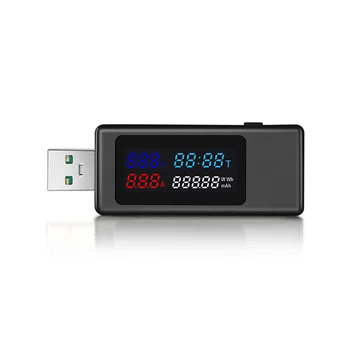 6 in 1 USB Testeris DC4-30V IPS ekranas Skaitmeninė įtampa Galios laikas Talpos matuoklis detektorius srovės, įtampos, juoda