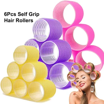 6vnt Self Grip Hair Rollers No Heat Hair Curlers for Women Heatless Hair Bangs Volume Pasidaryk pats Garbanotas Kirpėjas Plaukų formavimo įrankiai
