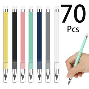 70Pcs Inkless Pencil Daugkartinio naudojimo amžinas pieštukas su trintuku Forever pieštukai namų mokyklos biuro rašymo piešimui