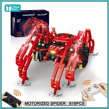 818vnt Techniniai RC vabzdžių robotų statybiniai blokai Kūrybinis ekspertas MOC motorizuotas raudonas voras Modelis Kaladėlės Berniukas Žaislas Vaikas Gimtadienio dovana