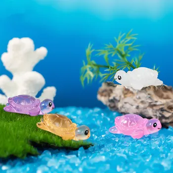 8vnt figūrėlė miniatiūrinis spalvingas noktilucentinis vėžlys mikro peizažo papuošalai namų dekoravimui Žuvų bakas Akvariumo priedai