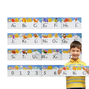 Abėcėlės plakato diagrama ABC ir skaičiai Rankraštis Sienų dekoracijos Vaikų darželio dekoras 0-10 Skaičius & Nuo A iki Z raidės žaidimų kambariui
