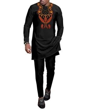 Afrikos vyrai S - 4 XL laisvalaikio kostiumas marškiniai + kelnės aukštos kokybės vestuvių vakarienės vakarėlio kostiumas Afrikos vyrų drabužių dizainas