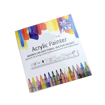 akriliniai dažai rašikliai vandens pagrindu 35 ryškių spalvų dažų žymeklis stiklo uolienų akriliniams dažams rašikliai