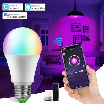 Alexa lempa išmanioji LED lemputė 12W WiFi lemputė RGB E27 Homekit Dohome 110V 220V Google Home Assistant valdymas balsu pritemdomas