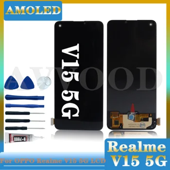 AMOLED, skirtas OPPO Realme V15 5G LCD ekranas Jutiklinio ekrano jutiklio skaitmeninimo priemonė Assesmbly atsarginės dalys Realme v15 5G dispaly
