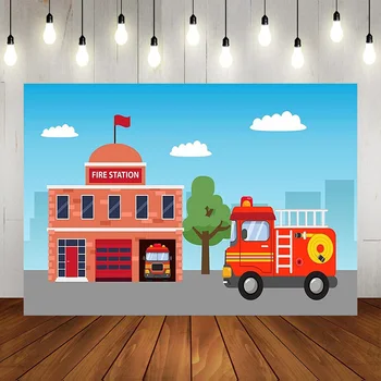 Animacinis filmukas Gaisrinė Foninė fotografija Firetruck ugniagesių vakarėlis Dekoracijos Berniukas Gimtadienis Dekoras Reklamjuostė Rekvizitai Vaikų diena