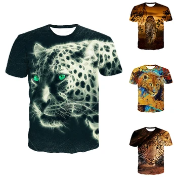 Animal Jaguar Print marškinėliai 3D spausdinimas Laisvi marškinėliai Šaunūs marškinėliai