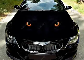 Animal Night Black Wolf Eye Car Hood Vinyl Lipdukas Wrap Engine Cover Decal Full Color Graphic Auto Accessories Apsauginė plėvelė