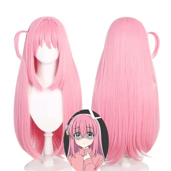 Anime BOCCHI THE ROCK Gotoh Hitori Cosplay kostiumo perukas 80cm rožiniai ilgų plaukų moterų perukai Karnavalo vaidmenų žaidimų vakarėlis