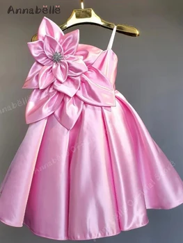 Annabelle Girl Princess suknelė be rankovių gėlių dizainas ant krūtinės specialiai vakarėlio mergaičių ceremonijos suknelei vestuvėms