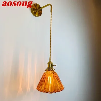 AOSONG Nordic Brass Sieninis šviestuvas Vidaus svetainė Miegamasis Naktinė lempa Modernus viešbučio koridorius Prieškambaris Sieninis šviestuvas
