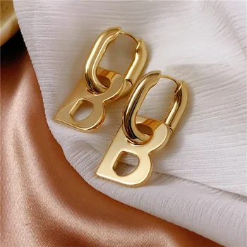 Aukštos kokybės B raidės lašo auskarai moterims Vyrai Madingi Elegantiški korėjiečių minimalistiniai auksiniai sidabro spalvos pareiškimas Auskarai Papuošalai