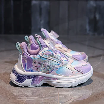 Aukštos kokybės šalti lipnūs sportiniai bėgimo bateliai Lengvi batai Vaikiški batai Laisvalaikio batai Verpimo sagtis Rožinė Violetinė mergaičių batai
