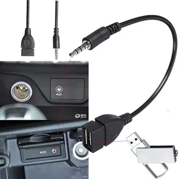 Automobilinis AUX kabelis 3.5mm vyriškas garsas AUX lizdas į USB 2.0 tipo keitiklis adapteris automatinis universalus automobilio keitiklis