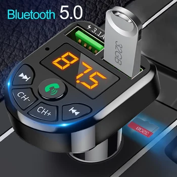 Automobilinis FM siųstuvas Belaidis Bluetooth 2 USB 5V/2.1A ir 1.0A įkroviklis MP3 grotuvas Laisvų rankų įrangos rinkinys 2,4 GHz-2,48 GHz automobilinis MP3 grotuvas