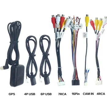 Automobilio stereofoninis maitinimo kabelis BT radijas RCA USB garso ir vaizdo kabelis GPS HD multimedijos grotuvas Atbulinės eigos įvesties automatinio laido jungties priedas
