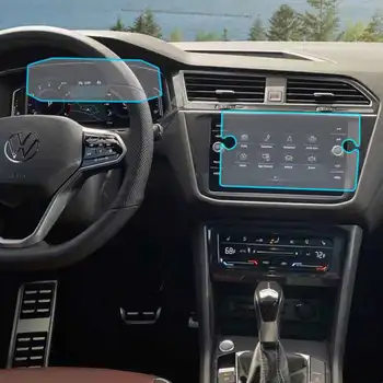 Automobilių navigacija Grūdinto stiklo LCD ekrano apsauginės plėvelės lipdukas, skirtas Volkswagen Tiguan 2021 2022 prietaisų skydelio interjero aksesuarai