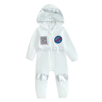 Baby Astronaut kostiumas Mažylis Berniukas Mergaitė Helovino apranga Romper su gobtuvu Kosminis kombinezonas Cosplay drabužiai