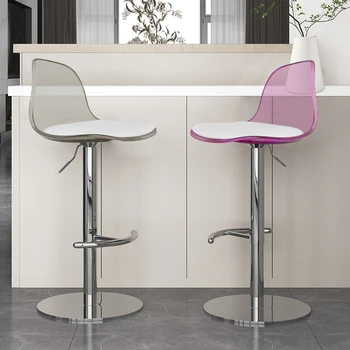 Baltas dizainas Baro kėdės Akrilas Šiuolaikinės kirpyklos Besisukančios valgomojo kėdės Salonas Skaidrus Taburetes De Bar Stuhl Baldai YX50BY