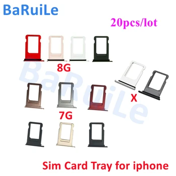 BaRuiLe 20vnt SIM kortelės dėklas, skirtas iPhone X XS Max 5S 6 6S 7 8 Plus SIM kortelių laikiklis Lizdų skaitytuvo adapterio atsarginės dalys
