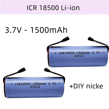 Batterie Li-Ion Rechargeable 18500, 3.7V 1500mAh, légère et de grande capacité, + feuille de Nickel à faire soi-même