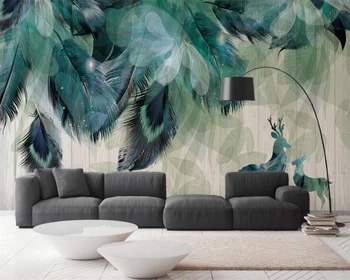 beibehang Custom Customized Modern new simple blue feather background wallpaper papel de parede papier peint