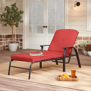 Belden Park Cushion Steel Outdoor Chaise Lounge - Raudoni lauko baldai