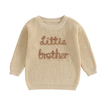 Big Brother Little Brother Matching Apranga Laiškų ilgomis rankovėmis siuvinėjimas Megztiniai Tops Mažylis Baby Boy megztinis