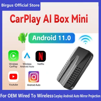 Birgus Android Auto 11.0 Wired Carplay Dongle to Wireless Carplay 5-in-1 automobilinis multimedijos adapteris su Netflix Youtube Android Box