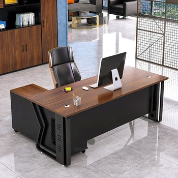 Boss Paprastumas Biuro stalai Modern Charge Manager Plieniniai rėmai Biuro stalai Kompiuteris Mesa Escritorio Darbo įranga QF50OD