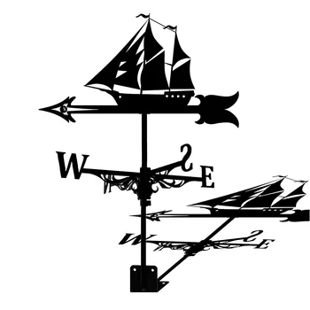 Burlaivio vėtrungė - retro burlaivio vėtrungės siluetas, dekoratyvinis vėjo krypties indikatorius lauko kiemo stogui