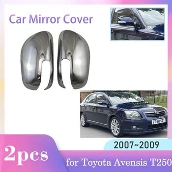 Car Black Chrome Carbon Fiber Mirror Cover for Toyota Avensis T250 2007 ~ 2009 Rearview Mirro Trim Set Car Cap Stiliaus priedai