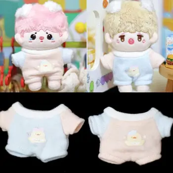 Cartoon Pattern Doll Clothes Cotton Material Mini marškinėliai Kelnės Laisvalaikio drabužiai Smėlinukas 10/20cm Medvilninė lėlė/Medvilnės iškamšos Lėlės