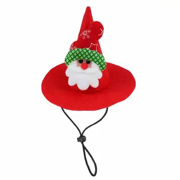 Cat Christmas Hat Plushy Pet Christmas Hat Christmas Style Kalėdinis kostiumas su reguliuojama elastine juosta Naminių gyvūnėlių kostiumai Šventė