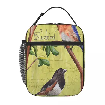Citron Songbirds Debbie Dewitt Lunch Tote Picnic Bag Insulated Bag Small Thermal Bag