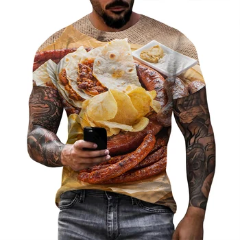 CLOOCL vyriški marškinėliai Gurmaniškų dešrelių vakarėlis 3D visur atspausdinti moteriški marškiniai trumpomis rankovėmis Vyriški trišakiai Madingi gatvės drabužiai Megztinis
