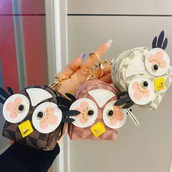 Cute Cartoon Mini Owl Monetų piniginė PU odinis raktų pakabukas Raktų pakabukams Ausinės moterims Rankinės priedai BA3-00100
