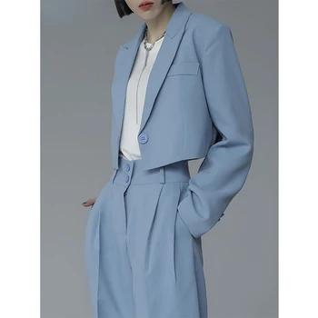 DAYIFUN Fashion Women's Blazer Sets 2 Pieces Fall Apranga Moteriškos elegantiškos kostiuminės kelnės ir švarkai Derantis komplektas Kelnių kostiumas